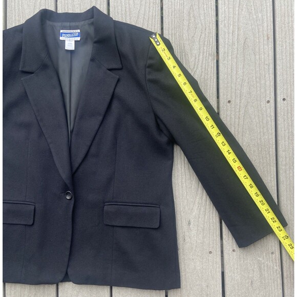 VTG Pendleton USA Made Black Virgin Wool Blazer Size 14 Petite Lined Coat Jacket - Picture 13 of 14